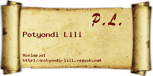 Potyondi Lili névjegykártya